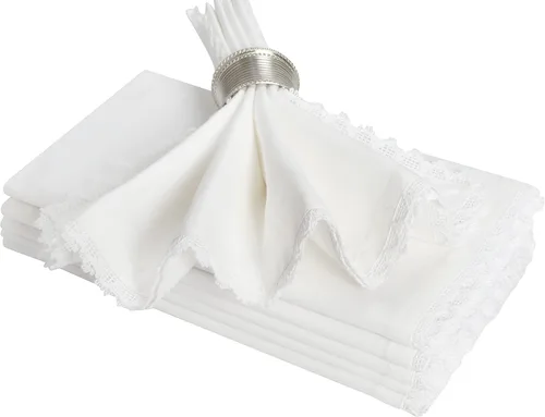 Vista 24 de Servilletas de tela de algodón con dobladillo de 18 x 18 pulgadas, color aguamarina con vainica, servilletas de boda, servilletas de cóctel