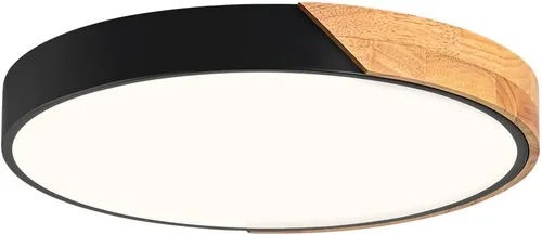 Vista 25 de Lámpara de techo LED moderna, lámpara de techo minimalista de madera empotrada, 4000 K no regulable, lámpara de iluminación circular con pantalla