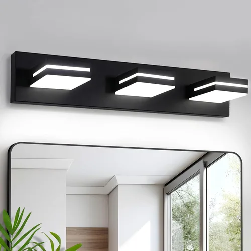 Vista 21 de OKELI Lámpara LED de tocador de baño de 3 luces, accesorios de iluminación de pared de baño modernos dorados sobre espejo (3CCT, 3000K-6000K)