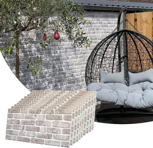 Vista 45 de Dundee Deco Paneles de pared 3D de ladrillo sintético, revestimiento, paneles de pared con aspecto de piedra gris, revestimiento de espuma