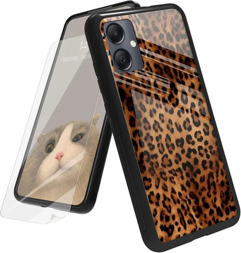 Vista 205 de Funda para Samsung Galaxy A12 5G con protector de pantalla, parte trasera de vidrio templado + TPU de silicona suave que absorbe los golpes