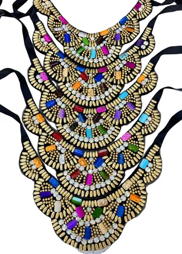 Vista 6 de Alilang Collar con collar de joyería tribal de Halloween con cuentas multicolor para mujer, Metal