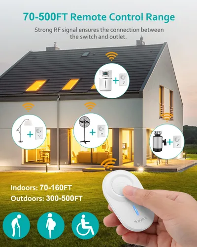 Vista 9 de Toma de control remoto, interruptor de luz remoto con rango de RF de 15A/1500 W y 500 pies, sin necesidad de cableado, enchufe inteligente