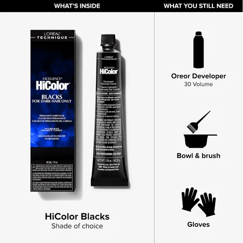 Vista 4 de L'Oréal Technique HiColor Violet & Blacks Permanent Hair Color - Anti-Breakage Ceramide R Complex, Multi-Lift with No Brassiness, For Dark Bases