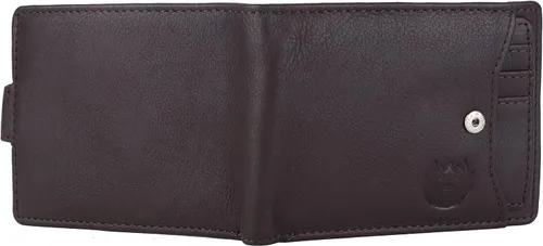 Vista 3 de Billetera plegable de cuero genuino con bloqueo RFID para hombre con tarjetero extraíble, Marrón, Clásico