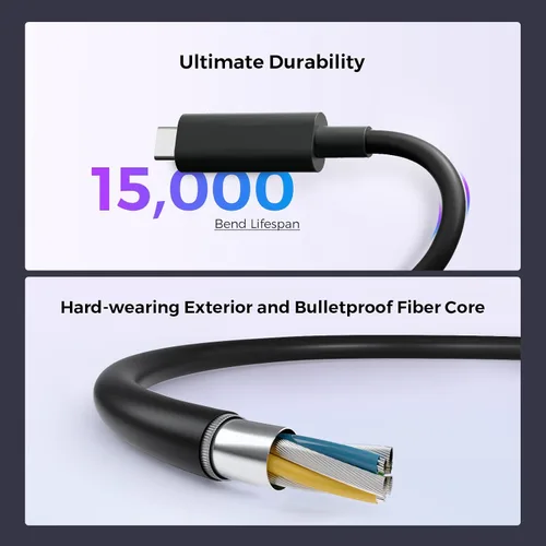 Vista 7 de Gamulus Cable de enlace de 16 pies para Oculus Quest 2 con puerto de carga adicional carga rápida y transferencia de datos de alta velocidad de 10