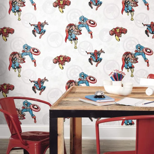 Vista 2 de RoomMates, RMK11167RL - Papel tapiz clásico de Marvel Avengers