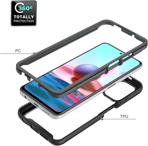 Vista 3 de Funda de parachoques para Xiaomi Redmi Note 10S, protección de doble capa para Xiaomi Redmi Note 10S, parachoques delantero de PC + contraportada