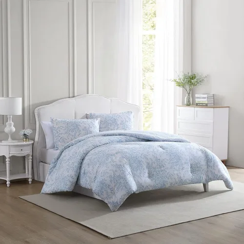 Vista 2 de Laura Ashley - Juego de edredón individual, juego de ropa de cama reversible de algodón con funda a juego, decoración del hogar estilo granja