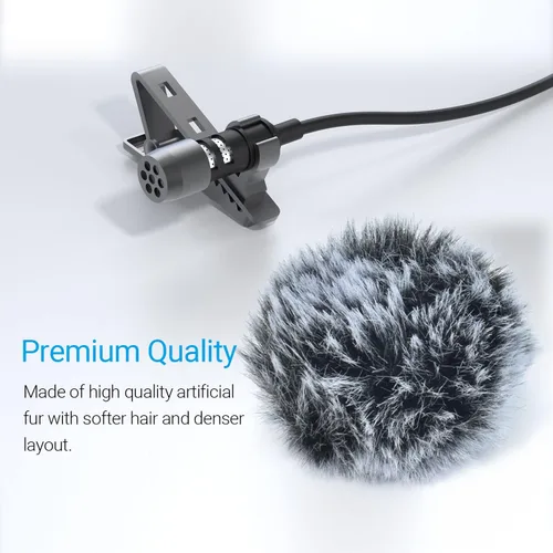 Vista 5 de Cubilux Juego de Parabrisas Peludo y Cubierta de Espuma para Micrófono de Solapa Lavalier, Parabrisas Muff Protector contra Viento Deadcat, Manguito