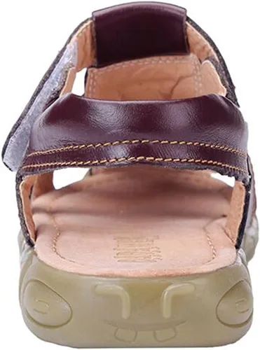 Vista 4 de DADAWEN - Sandalias deportivas de cuero para niños y niñas puntera cerrada para exteriores para bebés niños pequeños y grandes