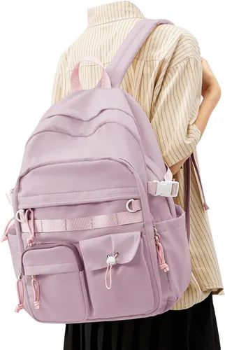 Vista 11 de weradar Mochila Escolar Para Mujeres y Hombres, Mochila Universitaria Estética, Bolsa Ligera de Escuela Secundaria Mochila, a1-Negro, Grande