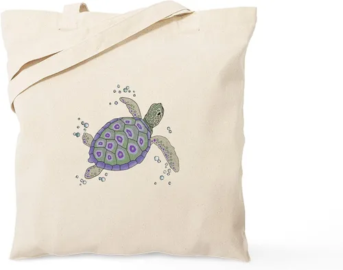 Vista 11 de CafePress Bolso de mano de tortuga para bebé, bolsa de lona natural, bolsa de compras reutilizable