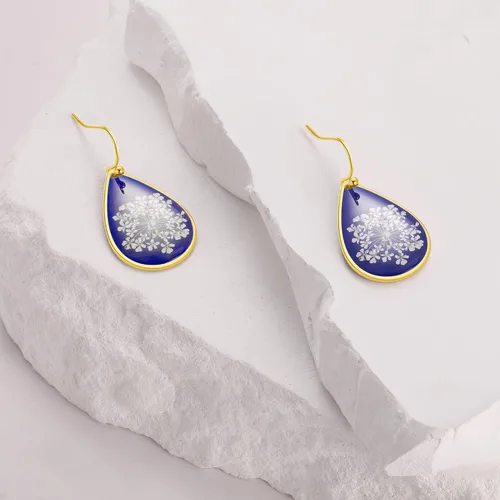 Vista 56 de Forget-Me-Not and Queen Anne's Lace Pressed Wildflower Earrings Pressed Flower Earrings Handmade Drop and Dangle Earrings Gift for Woman