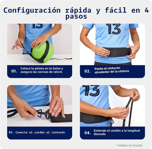 Vista 9 de Ayuda para equipo de entrenamiento de voleibol MOTOMY™ ‘VolleyPal’ – Entrenador de rebote en solitario para saque, picar, establecer y pasar; Equipo