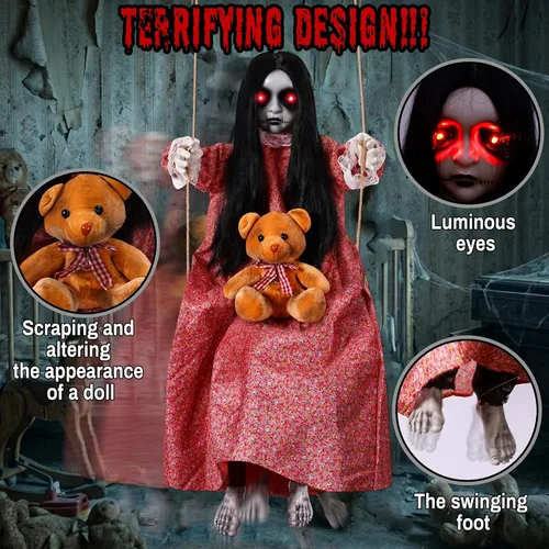 Vista 4 de Decoraciones animadas colgantes de dibujos animados de Halloween para niña