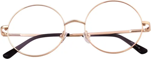 Vista 2 de Agstum Marco de gafas retro redondo de metal sin receta con lente transparente de resorte