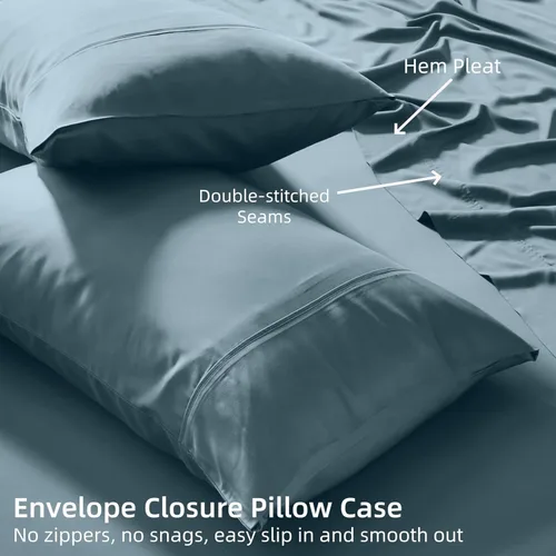 Vista 6 de GOKOTTA Fundas de almohada suaves estándar, Fundas de almohada de seda lujosa y refrescante para quienes duermen con calor, 100% rayón derivado