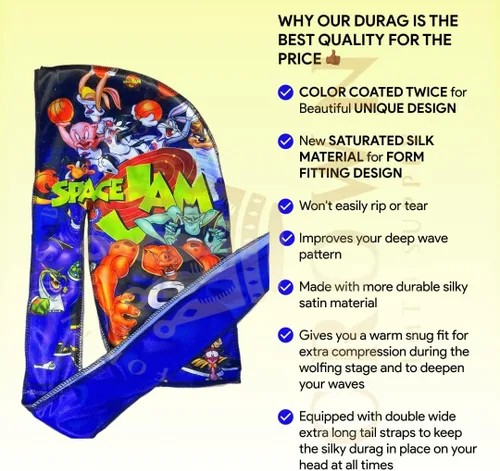 Vista 17 de Art Silky Durag con colas largas y anchas, durags de tela de seda suave satinada para mayor comodidad y compresión