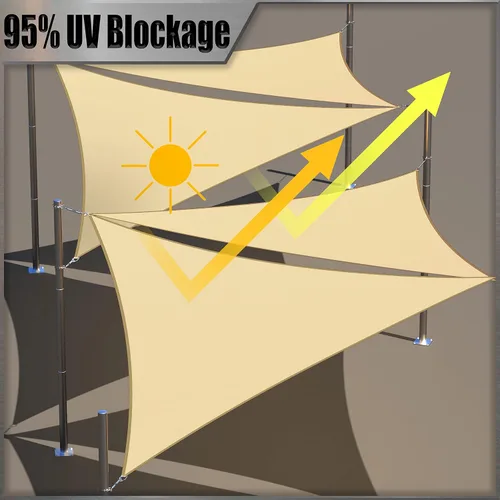 Vista 3 de Amgo Toldo Vela Triangular Beige de 4' x 4' x 4' Tamaño Personalizado Impermeable Protector Solar Pedido para Hacer UPF50+ AMTADT16 Toldo Parasol