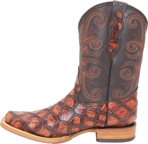 Vista 4 de Western Shops - Botas vaqueras con estampado de peces pirarucu para hombre