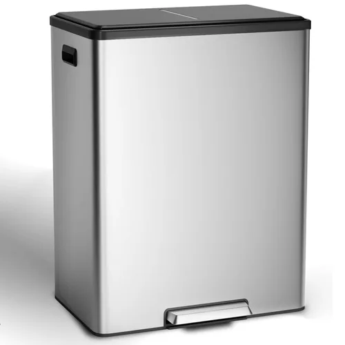 Vista 12 de GAOMON Cubo de Basura Dual Rectangular, Papelera de Acero Inoxidable con Tapa, 30 Litros (2 X 15 L), Papelera con Combinación de Reciclaje, Tapa
