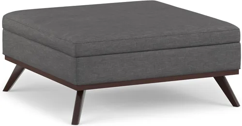 Vista 27 de SIMPLIHOME Owen - Otomana cuadrada con aspecto de lino de 36 pulgadas de Natural