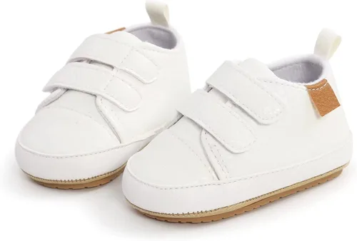 Vista 6 de BABSMULY Baby Boys Girls Shoes Non-Slip Rubber Sole High-Top PU Leather Sneakers Infant First Walking Shoes Toddler Crib Shoes Newborn Loafers Flats