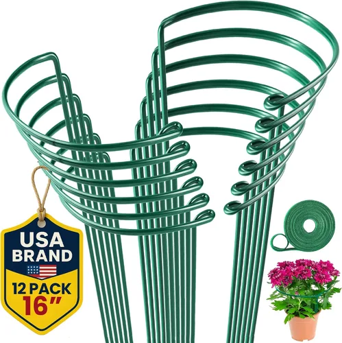 Vista 7 de Estacas altas de soporte para plantas para interiores y exteriores, jaulas y soportes de peonía, anillo de jaula para plantas para flores en maceta