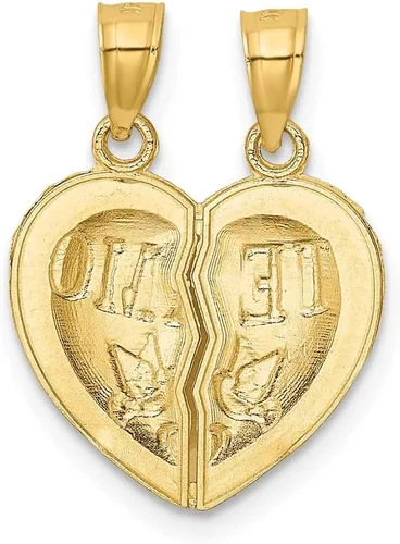 Vista 4 de Colgante de corazón TEAMO de oro amarillo de 14 quilates con corte de diamante (L- 0.843 in, W- 0.614 in) Regalo para mujer, Metal, No es una piedra