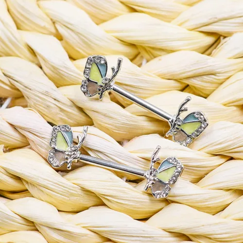 Vista 3 de 14G Nipple Ring 316L Stainless Steel Nipple Barbell Nipple Barbells CZ Nipple Ring Body Piercing Jewelry for Women Men