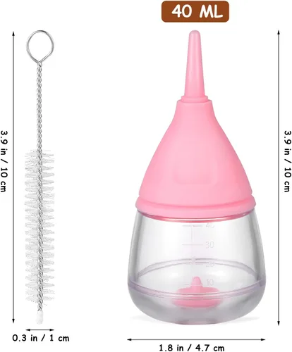 Vista 2 de Mipcase Botellas para gatitos, mini botellas para cachorros con 4 biberones de plástico para mascotas con cepillo de limpieza para alimentar gatitos