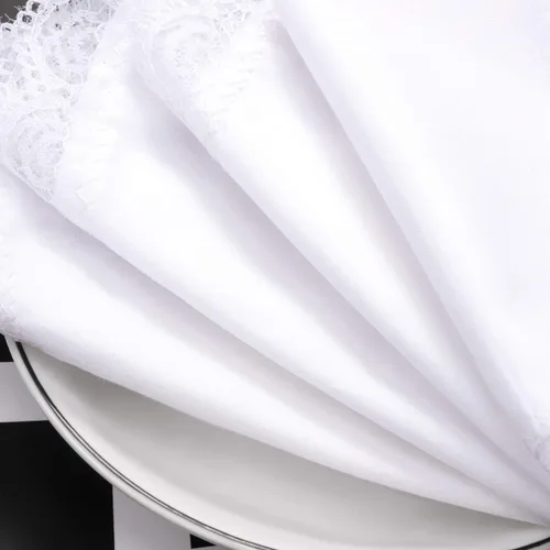 Vista 6 de Pañuelo de 24 piezas para mujer con encaje blanco puro con borde de encaje para mujer (estilo A), Estilo a