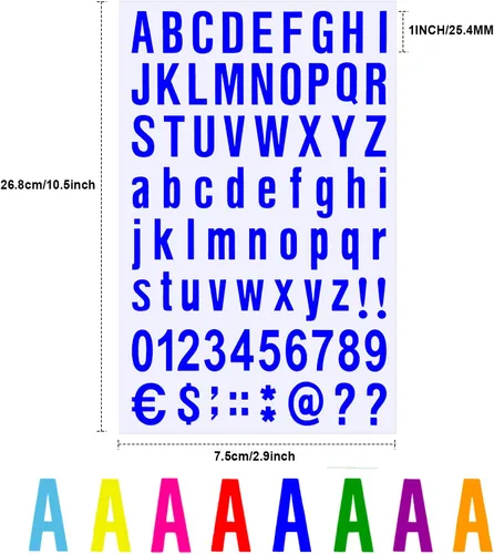 Vista 2 de 8 hojas de kit de letras y números de vinilo autoadhesivo, calcomanías de números para buzón, señales, ventana, puerta, automóviles, camiones Juego