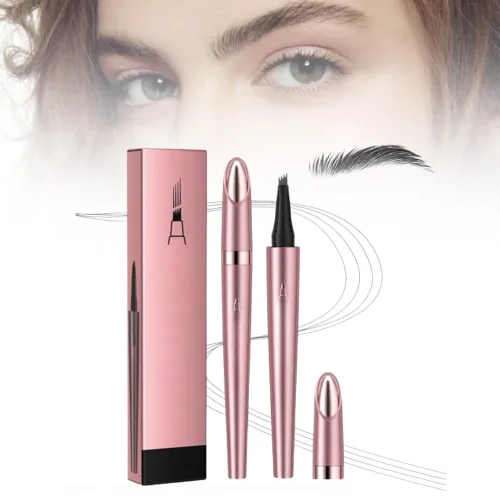 Vista 9 de Microblading - Lápiz de cejas de 4 puntas, resistente al agua, de larga duración, para maquillaje de cejas de aspecto natural, color marrón oscuro