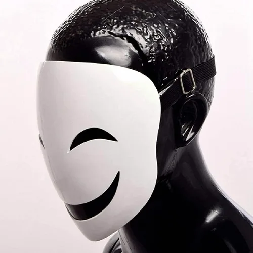 Vista 5 de CAFELE Máscaras japonesas de invasión de talle alto, cosplay, francotirador, Tenkuu, Shinpan, máscaras de sonrisa blanca para Halloween, accesorios