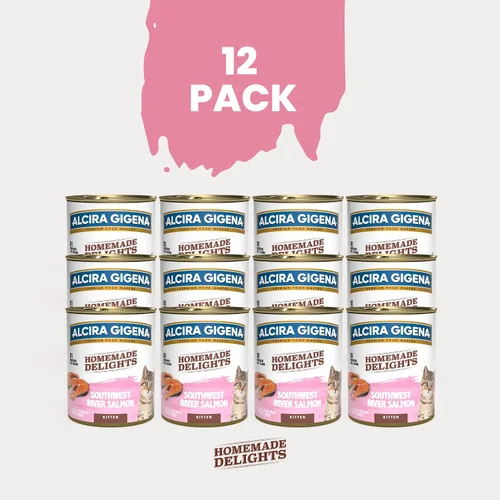 Vista 3 de Wet Kitten Food, receta de salmón del río Southwest, alimento enlatado sin granos con alto contenido de proteínas para gatitos, nutrición