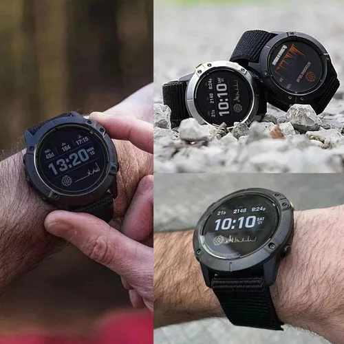 Vista 8 de Abanen Banda de reloj con gancho y bucle de secado rápido para Fenix 8 47mm/ epix Pro 47mm / Fenix 7/6/5, Correa de muñeca ultraligera de nylon Negro
