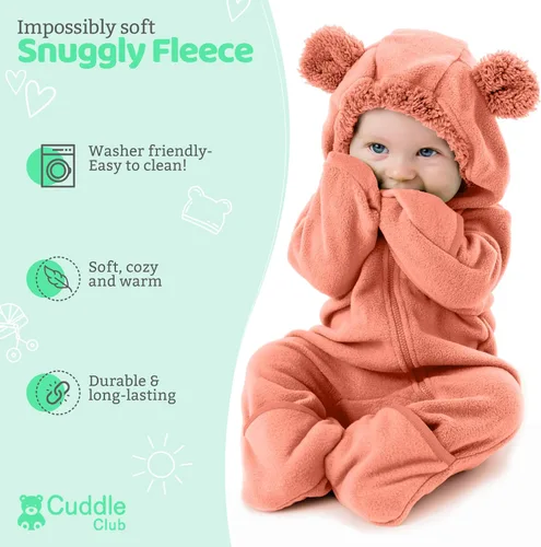 Vista 50 de Enterizo de vellón para bebé, rómper de una sola pieza con capucha para niños, ropa para exteriores, chaqueta infantil