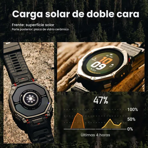 Vista 2 de Amazfit T-Rex Dual Solar Smart Watch, 2.008 in, AMOLED, mapas fuera