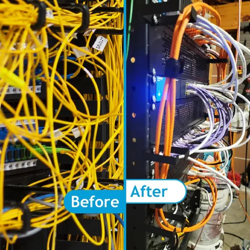 Vista 4 de Paquete de 10 ganchos de anillo en D para administración de cables de rack de servidores, tamaño L - Juego de montaje de gancho organizador