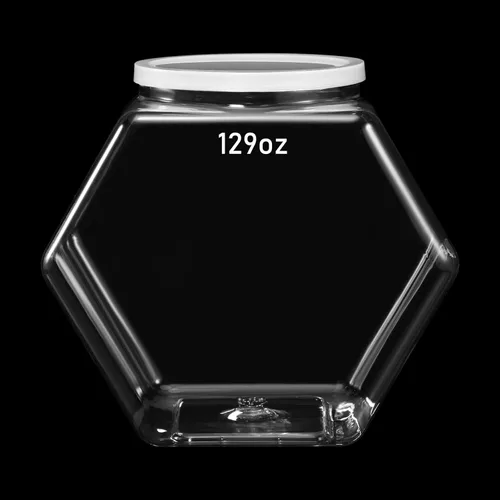 Vista 8 de Uiifan 1 Pieza Tarro Hexagonal de Plástico para Dulces con Tapa Tarro de Galletas Recipientes Hexagonales Transparentes para Dulces para Aperitivos