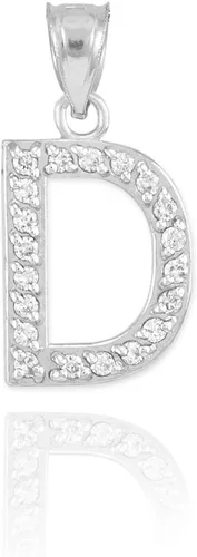 Vista 32 de Claddagh Gold . Collar con colgante de letra inicial de plata de ley 925 con circonita cúbica - Elección de tamaños