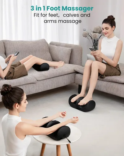 Vista 2 de Nekteck Masajeador de cuello y espalda beige y masajeador de pies portátil con calor FM12