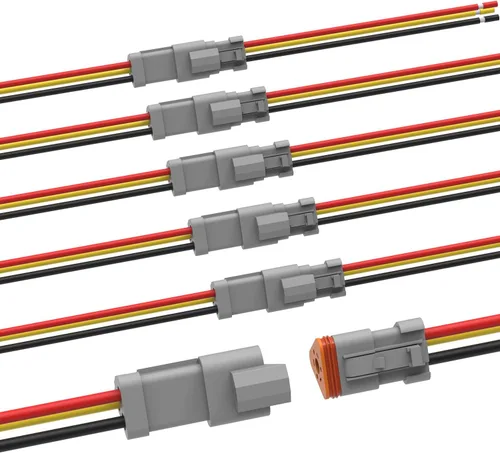 Vista 17 de Newdeli Deutsch - Kit de conectores de 12 pines, impermeable, conector eléctrico de 16 AWG macho y hembra, conectores de cable automotriz