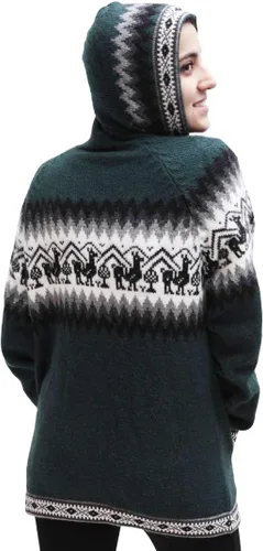 Vista 3 de Little Llamas Chaqueta Sudadera con Capucha de Lana de Alpaca Tejida