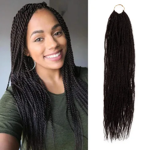 Vista 10 de AU-THEN-TIC Cabello senegalés con trenzas de ganchillo de 22 pulgadas, paquete de 2 paquetes de 40 mechones por paquete, extensiones de cabello