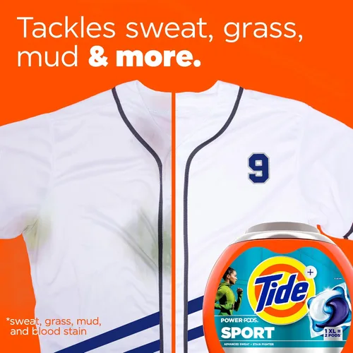Vista 3 de Tide Power Pods - Cápsulas de detergente para ropa deportiva, 18 unidades, avanzado para sudor + combatiente de manchas