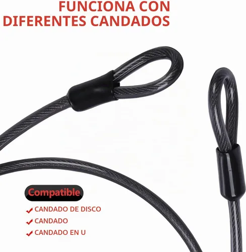 Vista 4 de DELSWIN Cable de acero de seguridad con bucles, 0.472 in (1/2 pulgada) de grosor, 4 pies, resistente cable de bloqueo de bicicleta, cables trenzados