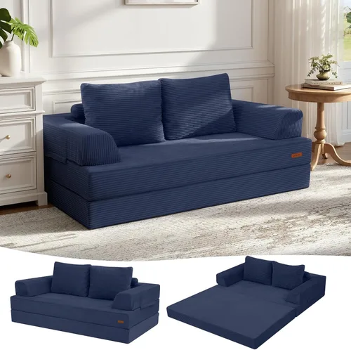 Vista 33 de COMAX Sofá cama futón, sofá cama convertible 4 en 1, sofás deshuesados para sala de estar, sofá biplaza plegable pequeño plegable que ahorra Gris